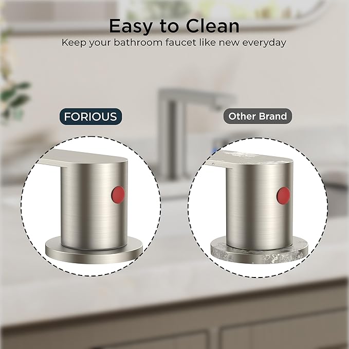 FORIOUS Brushed Nickel Bathroom Faucets 3 Hole, 8 Inch Widespread Bathroom Sink Faucet with Pop-up Drain and Cupc Supply Lines, 2-Handle for Vanity, Hotel Restroom