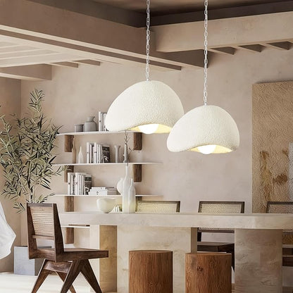 Wabi Sabi Pendant Lights,19.7in White Modern Pendant Light Resin Hanging Lamp Kitchen Island Lighting Modern Japandi Chandelier for Dining Room Hallway Restaurant Foyer