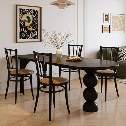 Dining Table, Solid Wood Dining Table with Orb Legs, Game Table, Multipurpose C Table, Mid-Century Modern Dining Table for Living Room,Kitchen,Conference Room,Medium