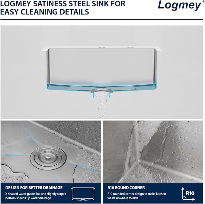 25x22 Drop in Kitchen Sink 25 Inch Stainless Steel Sinks 16 Guage 304 Single Bowl 9'' Deep Sinks with Drain Assembly LMT25229
