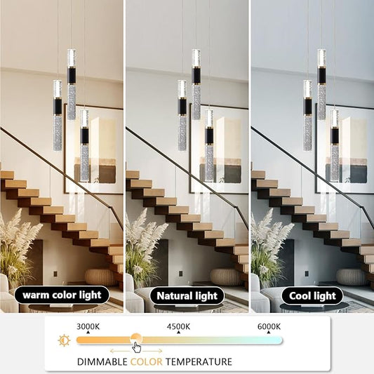 3-Light Pendant Light Kitchen Island, Dimmable Modern Pendant Light Kitchen Island Light Fixture with Remote Controller Luxury Led Chandelier for Dinning Room 3000K-6500K