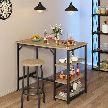IBUYKE 40”H Bar Table with 3 Storage Shelves, High Dining Table for Kitchen, Counter Table, Industrial Standing Computer Desk UTMJ054Y