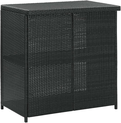 3 Piece Bar Table Set with PE Rattan Steel Frame Black Indoor Outdoor Bistro Set for Kitchen Living Room Patio Furniture
