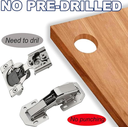 8PCS Soft Close Cabinet Hinge, No Pre-Drilled Cabinet Hinges, Surface Mount Kitchen Cabinet Hinges for Cabinet Doors with Screws