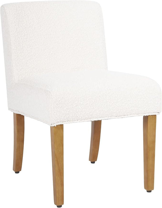 Homepop Home Decor | Upholstered Dining Chairs with Low Back |Decorative Home Furniture, Cream Boucle (Single Pack)
