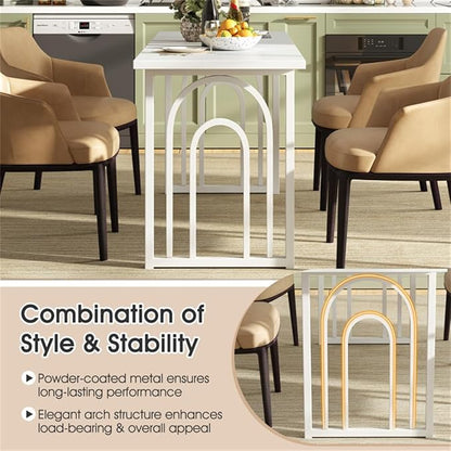 White 63" Rectangular Dining Table with Adjustable Foot Pads for Stability & Small Spaces, Narrow Kitchen Table, Space Saving Dining Tables, Kitchen Island Tables Stable Dining Table