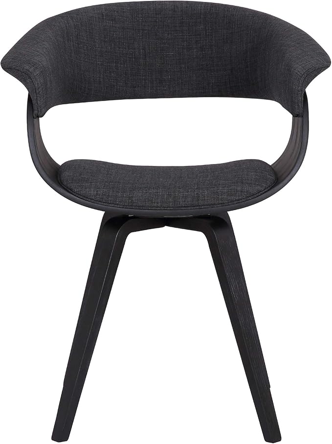 Armen Living Summer Mid Century Modern Dining Accent Chair for Table Kitchen Desk Vanity in Charcoal Fabric and Black Wood Finish
