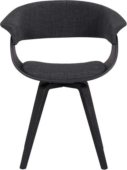 Armen Living Summer Mid Century Modern Dining Accent Chair for Table Kitchen Desk Vanity in Charcoal Fabric and Black Wood Finish
