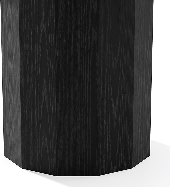 Casaphoria 46" Round Dining Table, Modern Wood Kitchen Table with Cylinder Polygonal Base for Living Room & Dining Room, Easy Assembly Farmhouse Furniture for 4-6, Black