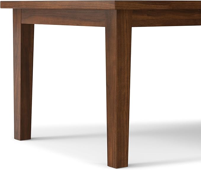 SIMPLIHOME Eastwood Dining Table - 66 inch Wide Solid Walnut Veneer Rectangular Table, Contemporary Style for Dining Room or Kitchen with Tapered Legs and Thick Top, Seats 6