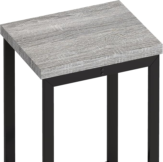 4 Piece Modern Design Kitchen Dining Table,1 Bar Table and Small Kitchen Table Set for 3,Wooden Counter Height Table Set for Kitchen,Convenient Hanging Stool Design,Dining Room Island Table (Grey)