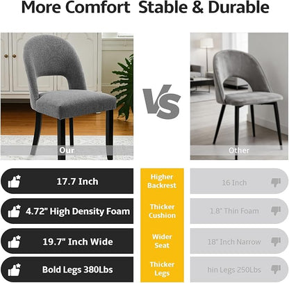 Dining Chairs Set of 4, Modern Farmhouse Upholstered Kitchen Chairs, Wooden Dining Room Chairs with Grey Linen Fabric