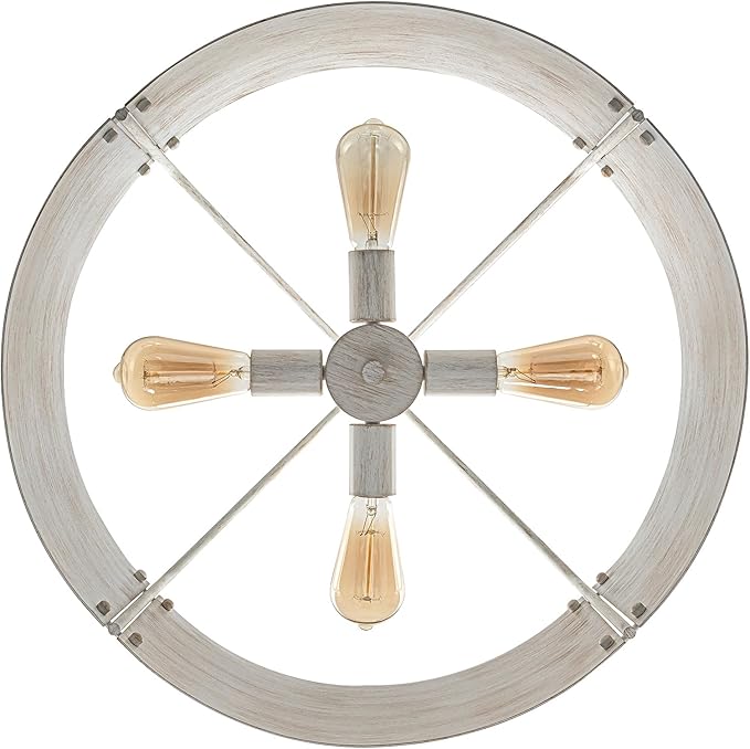 Drum Chandeliers for Dining Room,22" Distressed White Metal Dining Room Light Fixture Over Table, Industrial Vintage Rustic French Pendant Light for Kitchen,Entryway,Living Room