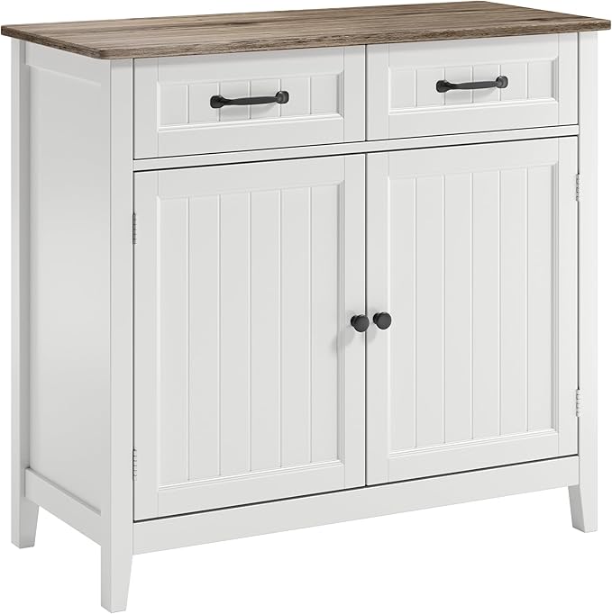 Bealife 32" Buffet Cabinet, Kitchen Island with Storage, Coffee Bar Cabinet with 2 Drawers and Adjustable Shelf, Kitchen Storage Cabinet for Dining Room, Living Room, Entryway (Grey)
