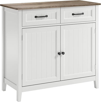 Bealife 32" Buffet Cabinet, Kitchen Island with Storage, Coffee Bar Cabinet with 2 Drawers and Adjustable Shelf, Kitchen Storage Cabinet for Dining Room, Living Room, Entryway (Grey)