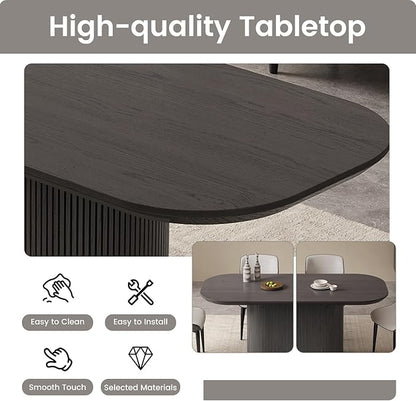 Miuuod 70.86" Extra Large Oval Dining Table for 4-8 People, Modern Kitchen Dining Room Table with Wave Base Legs, Contemporary Wood Table for Home Apartment Dark Grey