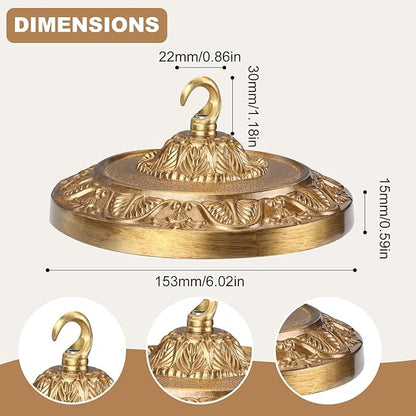 6 Inches Vintage Brass Ceiling Canopy Plate, Antique-Style Mounting Kit for Pendant Lights Chandeliers