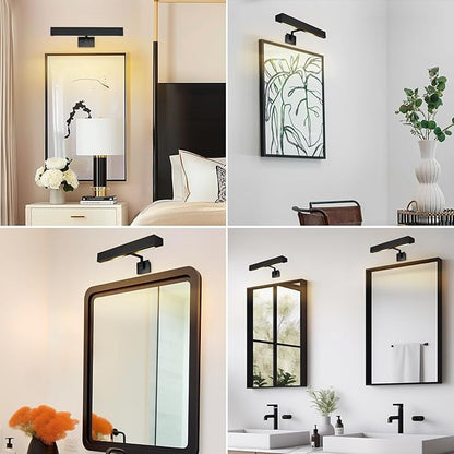 18" Picture Light Black Picture Light Hardwired, 2-Light Bronze Art Lights Dimmable Frame Lights for Wall, 3000k Gallery Light Art Frame Light 270° Gallery Lamp for Bathroom, Living Room, Hallway
