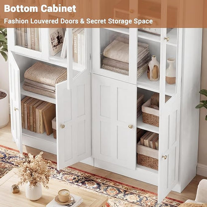 Cyclysio Kitchen Pantry Cabinet, 80" Wood Pantry Storage Cabinet with Doors and Adjustable Shelves, Kitchen Cabinet with Thickened Top Panel, Tall Cabinet for Livingroom, Pantry, Bathroom (2, White)