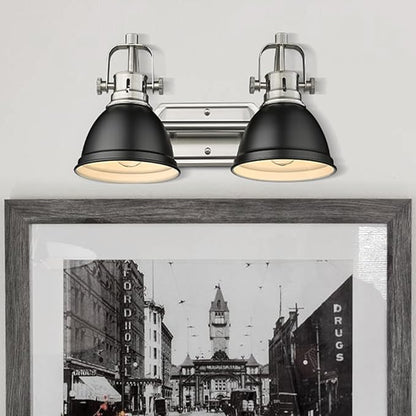 Emliviar Modern Vanity Light, Industrial 2-Light Bathroom Wall Light Fixtures, Black and Brushed Nickel Finish with Metal Shade, 4054-2W BN+BK
