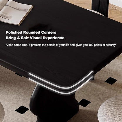 Kitchen Tables, Ripple Shape Modern Dining Table, Wood Dining Room Table for 4-6, Wood Furniture, Computer Office Desk Workstation for Family,Kitchen,Dining Room,Conference Room,Large