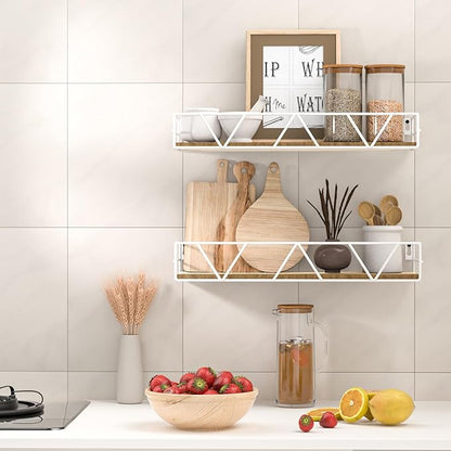 Amaoot Floating Shelves Set of 3, Home Wood Wall Shelf, Farmhouse Shelf for Bedroom, Wall Mounted Floating Shelf for Living Room, Bedroom, Bathroom, Kitchen, Office (White)