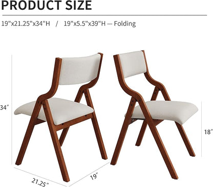 YOPTO Folding Wooden Chairs Set of 2 with Padded Seat,Portable Dining Chairs W/Ergonomically Designed Back and Cushion,for Dining Room,Restaurant,Kitchen,Office