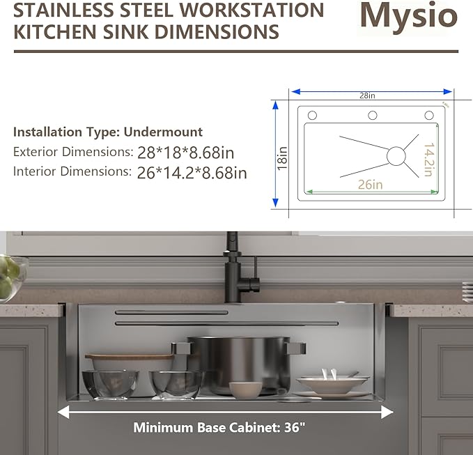 28 x 18 inch Kitchen Sink, Single Bowl Stainless Steel Gunmetal Black Topmount Drop in Sink with Pull-Down Faucet (Black, 2818)