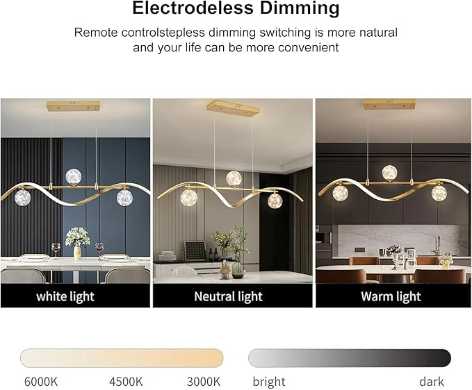 LED Linear Kitchen Island Light Fixtures, Modern Dimmable Dining Room Light Fixture 4-Light