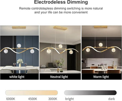 LED Linear Kitchen Island Light Fixtures, Modern Dimmable Dining Room Light Fixture 4-Light