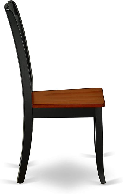 East West Furniture DAC-BCH-W Danbury Dining Room Chairs - Slat Back Solid Wood Seat Chairs, Set of 2, Black & Cherry