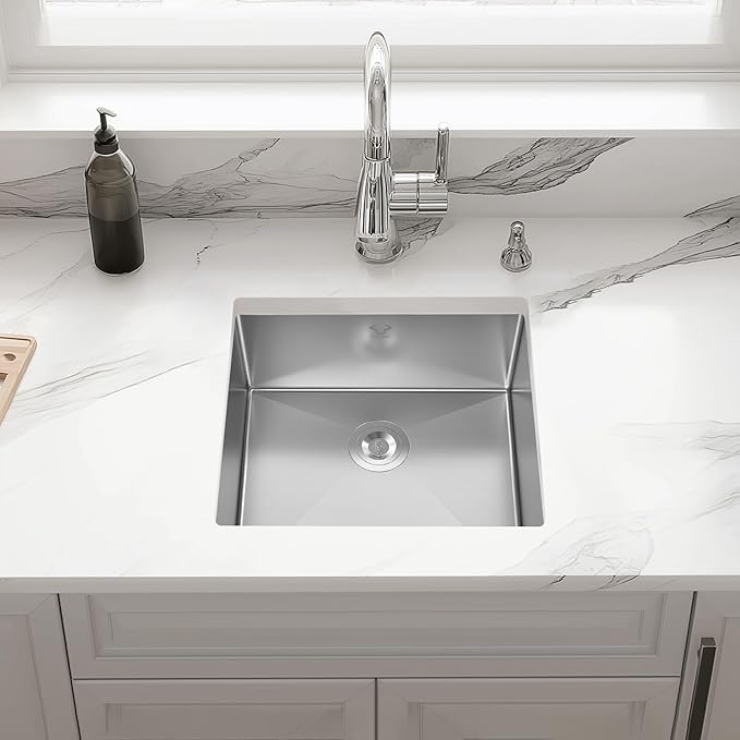 21 Inch Undermount Kitchen Sink 16 Gauge Stainless Steel Single Bowl Small Kitchen Sinks with Accessories RV Bar Prep Sink 21"x18"x9"