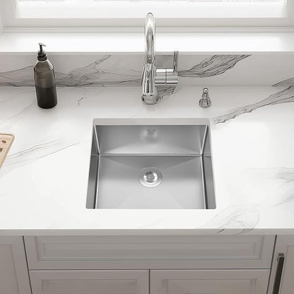 21 Inch Undermount Kitchen Sink 16 Gauge Stainless Steel Single Bowl Small Kitchen Sinks with Accessories RV Bar Prep Sink 21"x18"x9"