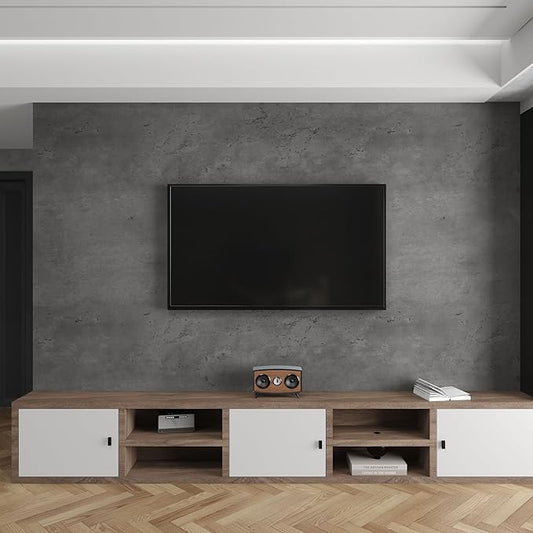 16"×354" Dark Grey Black Concrete Wallpaper Peel and Stick 3D Thick Faux Concrete Cement Contact Paper Vinyl Wrap Stained Matte Textured Waterproof Wall Sticker for Walls Bathroom Garage Living Room