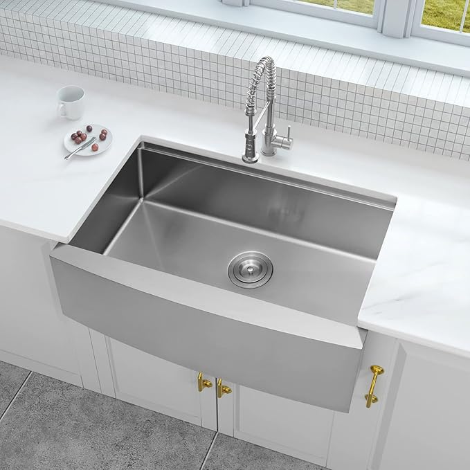Farmhouse Kitchen Sink,16 Gauge T-304S Stainless Steel Workstation Farm Sinks with Accessories, 33" x 20" x 10" Large and Deep Apron Front Kitchen Sinks for Home, Kitchen and Outdoor
