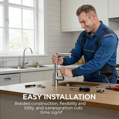 Friho Bar Sink Faucet with Pull Down Sprayer - Lead-Free SUS304 Stainless Steel Single Handle Kitchen Faucet, Brushed Nickel High Arc Kitchen Sink Faucet for Bar, Prep Station, RV & Laundry Room