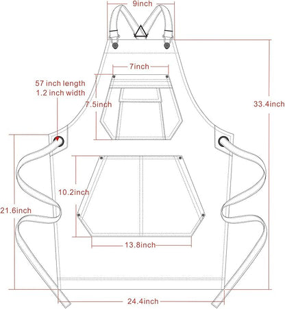 Jeanerlor - Cotton Denim Apron with Pockets for Men - Jean Apron for Hairstylis Cross Straps & Adjustable L to XXL (Denim Blue)