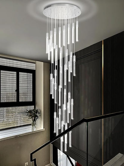 Flashing God 181'' Large Chandeliers for High Ceiling 36-Lights Raindrop Crystal Chandelier Modern Bubble Chandelier Crystal Pendant Light for Living Room Staircaes Foyer Entrance Silver