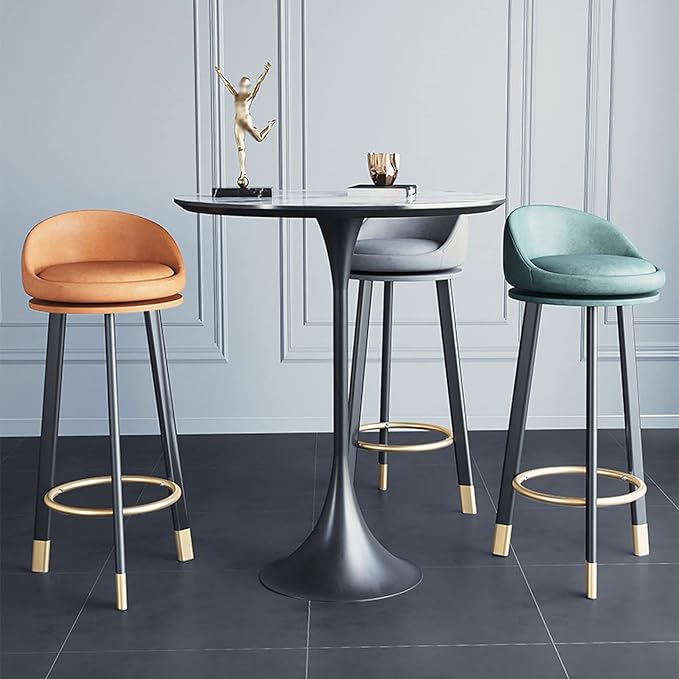 Set of 2 Counter Height s with Backs, Faux Leather Upholstered Chairs for Kitchens Island, Coffee, Home Dinning,Orange-Seat Height 70cm