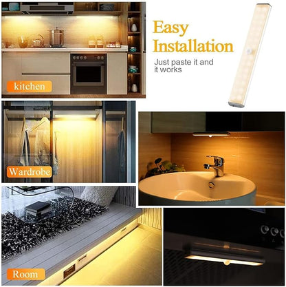 LED Closet Light, 28LED Dimmer Rechargeable Motion Under Cabinet Lighting Stick-Anywhere Night Light for Stairs,Wardrobe,Kitchen,Hallway