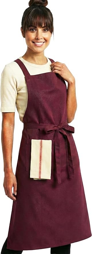 100% Cotton Kitchen Apron with 2 Pockets – Adjustable Chef Apron for Cooking Baking BBQ – Unisex Apron