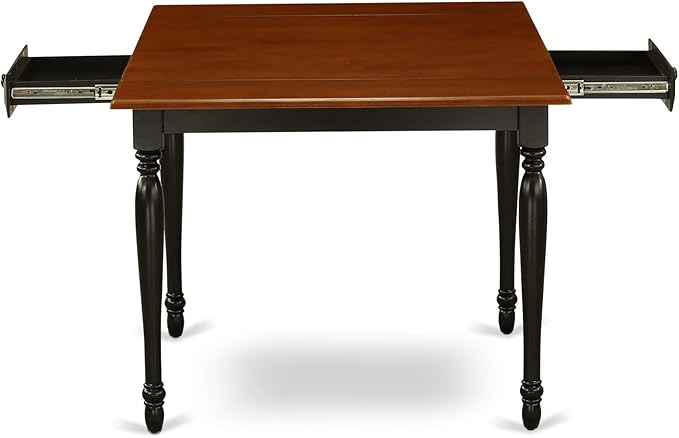 East West Furniture MZT-BCH-T Monza Mid-Century Modern Dining Table - a Rectangle Dining Table Top with Dropleaf & Stylish Legs, 36x54 Inch, Black & Cherry
