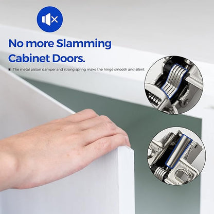 Ravinte 30 Pack 15 Pairs Short Arm Kitchen Cabinet Hinges for 5/8 Inch Overlay Cabinet, Brushed Nickel 105 Degree Opening Angle Hinges, Soft Close Concealed with Mounting Screws for Face Frame Door