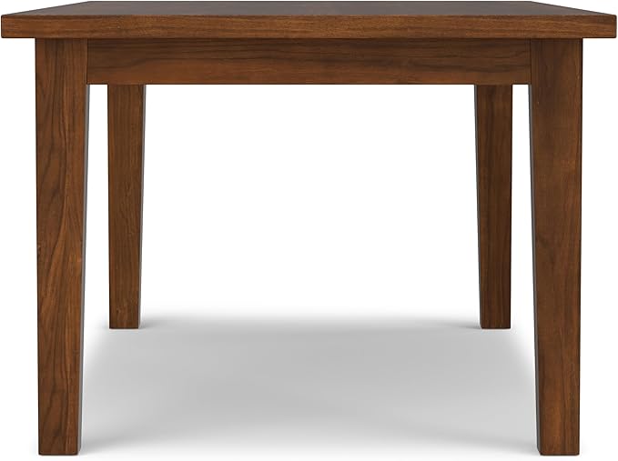 SIMPLIHOME Eastwood Dining Table - 66 inch Wide Solid Walnut Veneer Rectangular Table, Contemporary Style for Dining Room or Kitchen with Tapered Legs and Thick Top, Seats 6