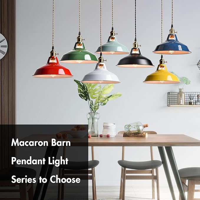 CLAXY Modern Pendant Light Kitchening Hanging Light Fixture Sea Blue Dome Shade with Adjustable Height Pendant with Switch for Bar Loft Bedroom Dining Restaurant