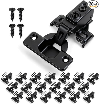 Mousike 20 Pack (10 Pair) Soft Close Cabinet Hinges, 1/2 Overlay Soft Close Hinges for Kitchen Cabinet, Stainless Steel, Built-in Damper, 100 Degree Opening Angle, 6 Way Adjustment