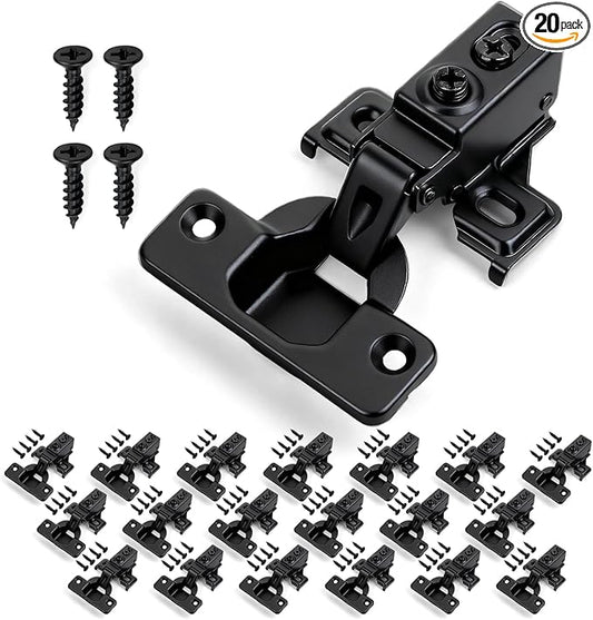 Mousike 20 Pack (10 Pair) Soft Close Cabinet Hinges, 1/2 Overlay Soft Close Hinges for Kitchen Cabinet, Stainless Steel, Built-in Damper, 100 Degree Opening Angle, 6 Way Adjustment
