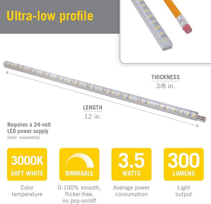 Armacost Lighting RigidStrip 12V 12" Linkable LED Strip Light Diffuser Kit 4000K 321130