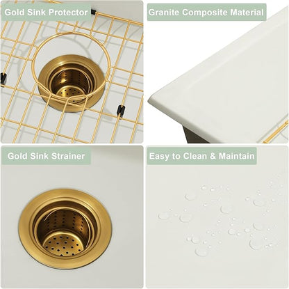 White Kitchen Sink,Granite Composite Undermount Kitchen Sink,Single Bowl Drop In Kitchen Sinks (31" X 18")