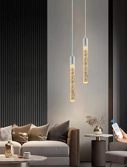 Flashing God 1 Light Mini Chrome Crystal Chandelier Modern LED Pendant Light for Kitchen Island Adjustable Hanging Light Fixture for Dinning Room Bedroom Dimmable 2700K 4500K 6000K